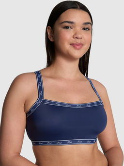 Victoria's Secret - Pink Micro Logo Straight-Neck Navy Blue T-Shirt Bra (XL)