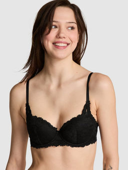 Victoria's Secret - Pink Wink Lightly Lined Black Balconette Bra