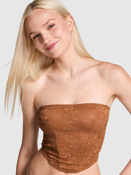 Victoria's Secret - Pink The Cinched Lace Brown Strapless Bralette