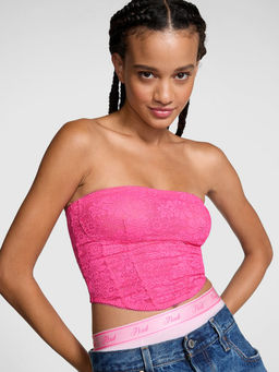 Victoria's Secret - Pink The Cinched Lace Strapless Bralette (M)