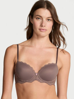 Victoria's Secret - Grey Dream Angels Smooth and Lace Lightly Lined Classic Coverage Demi Bra
