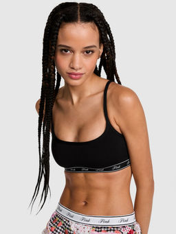 Victoria's Secret - Pink Cotton Scoop Black T-Shirt Bra