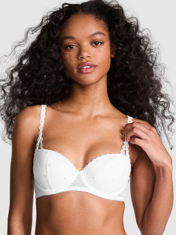 Victoria's Secret - Pink Wink Lightly Lined White Balconette Bra