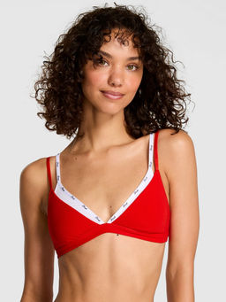 Victoria's Secret - Pink Logo Cotton Red Strappy Triangle T-Shirt Bra