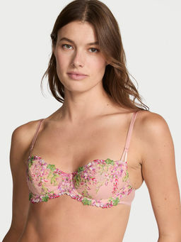 Victoria's Secret - Dream Angels Wicked Unlined Wisteria Embroidery Pink Balconette Bra