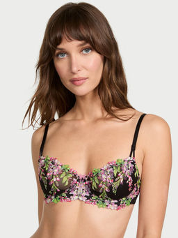 Victoria's Secret - Dream Angels Wicked Unlined Wisteria Embroidery Black Balconette Bra