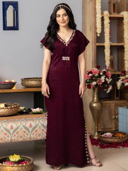 Lavanya The Label - Burgundy Apricot Kaftan Dress