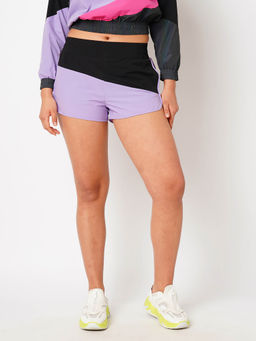 BODD ACTIVE - Lovin' It Colour Block Running Purple & Black Shorts