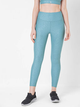 BODD ACTIVE - Blue Mesh Textured Leggings