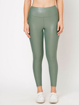 BODD ACTIVE - Jade Olive Green Glossy Leggings