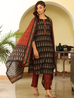 Vaamsi - Women Cotton Blend Printed Kurta Trousers with Dupatta (Set of 3)