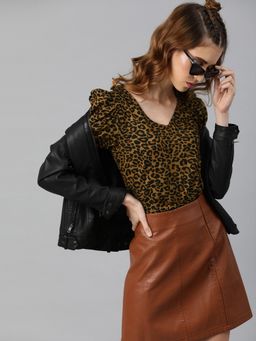 Sera - Brown Animal Print Top