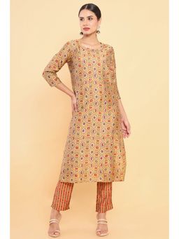 Soch - Women Mustard Modal Printed Kurta (Set of 2)