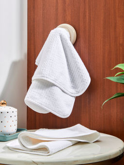 Ddecor Live Beautiful - White Hand Towel (Pack of 2)