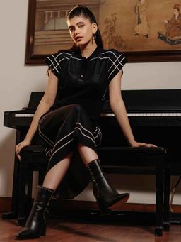 Saint G - Fia Black Leather Block Heel Boots
