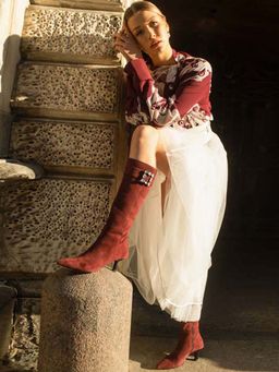 Saint G - Women Bordo Red Leather Long Boots