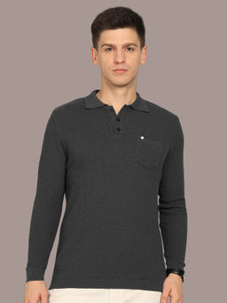 CLAPTON - Knitted Cotton Summer Wear Collar Neck Full Sleeve Polo T-Shirt