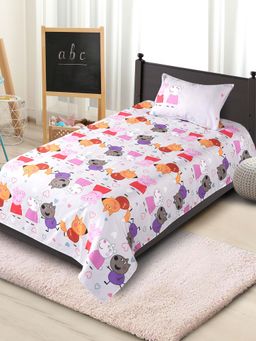 Saral Home - Peppa Pig Grey Cotton Single Size Bedsheet with 1 Pillow Cover