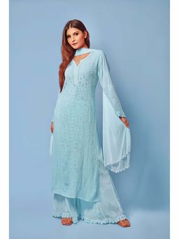 Label Aishwaryrika - Baby Blue Chikankari Kurta