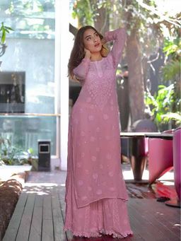 Label Aishwaryrika - Mauve Mist Chikankari Kurta