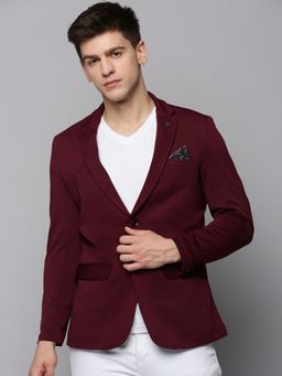 SHOWOFF - Mens Notched Lapel Solid Burgundy Open Front Blazer