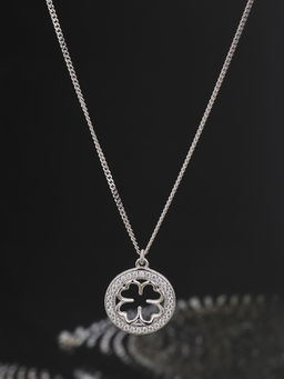 Carlton London - Rhodium Plated Silver Toned Floral Necklace