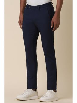 Allen Solly - Men Navy Blue Slim Fit Solid Casual Trouser
