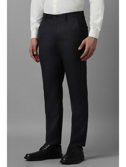 Louis Philippe - Men Black Slim Fit Solid Flat Front Formal Trouser