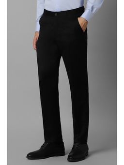 Louis Philippe - Men Black Slim Fit Solid Flat Front Formal Trouser