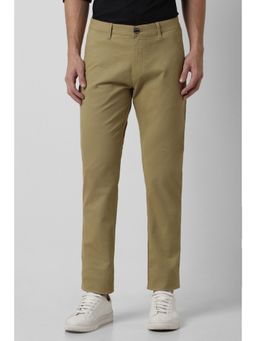 Peter England - Men Khaki Print Slim Fit Casual Trouser