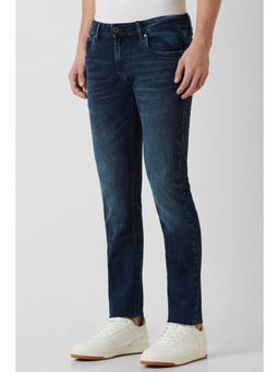 Peter England - Men Navy Blue Dark Wash Low Skinny Fit Jeans