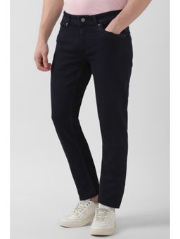 Peter England - Men Navy Blue Dark Wash Slim Tapered Jeans