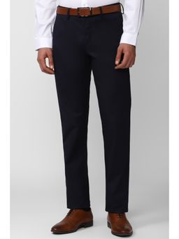 Van Heusen - Men Navy Blue Solid Slim Fit Trouser