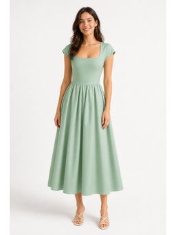 Cider - Sculptural Boat Neck Cut Out Backless Ruffle Maxi Dress