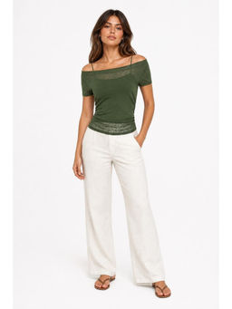 Cider - Off-Shoulder Ruched Short Sleeve Tee & Cami Top