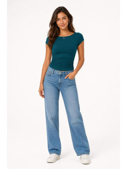 Cider - Boat Neck Ruched Tee