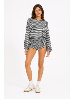 Cider - Cotton-Blend Asymmetrical Neck Drawstring Romper