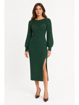 Cider - Knit Solid Cami Split Midi Dress & Shrug