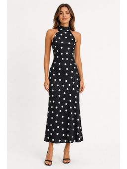 Cider - Satin Halter Neckline Backless Maxi Dress