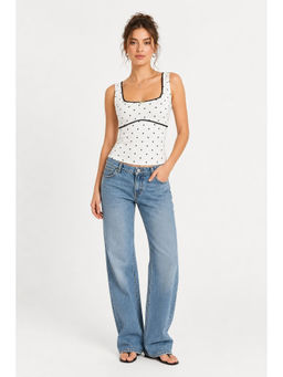 Cider - Cotton-Blend U-Neckline Contrasting Binding Ruched Tank Top