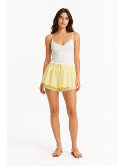Cider - Cotton Low-Rise Broderie Anglaise Bubble Hem Micro Skort For Women