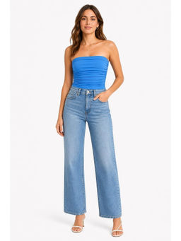 Cider - Strapless Ruched Crop Top