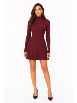 Cider - High Neck Solid Mini Dress