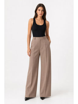 Cider - Petite Mid Rise Pleated Straight Leg Pants