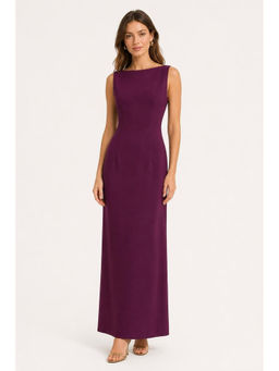 Cider - Boat Neck Solid Maxi Dress