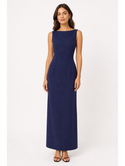 Cider - Boat Neck Solid Maxi Dress
