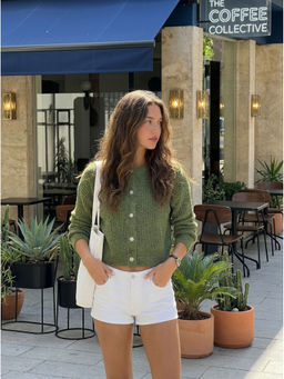 Cider - Knit Round Neckline Button Cardigan