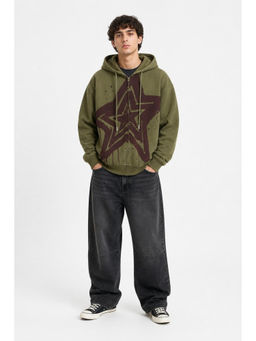 Cider - Zip Through Star Graphic Oversized Hoodie