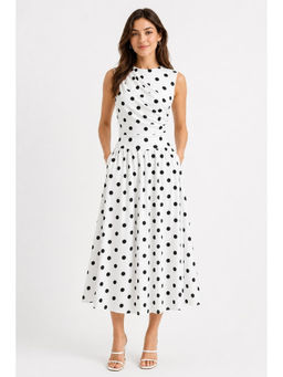 Cider - Round Neckline Ruched Maxi Dress