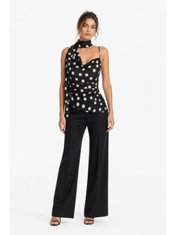 Cider - Halter Neckline Ruched Cami Top With Scarf